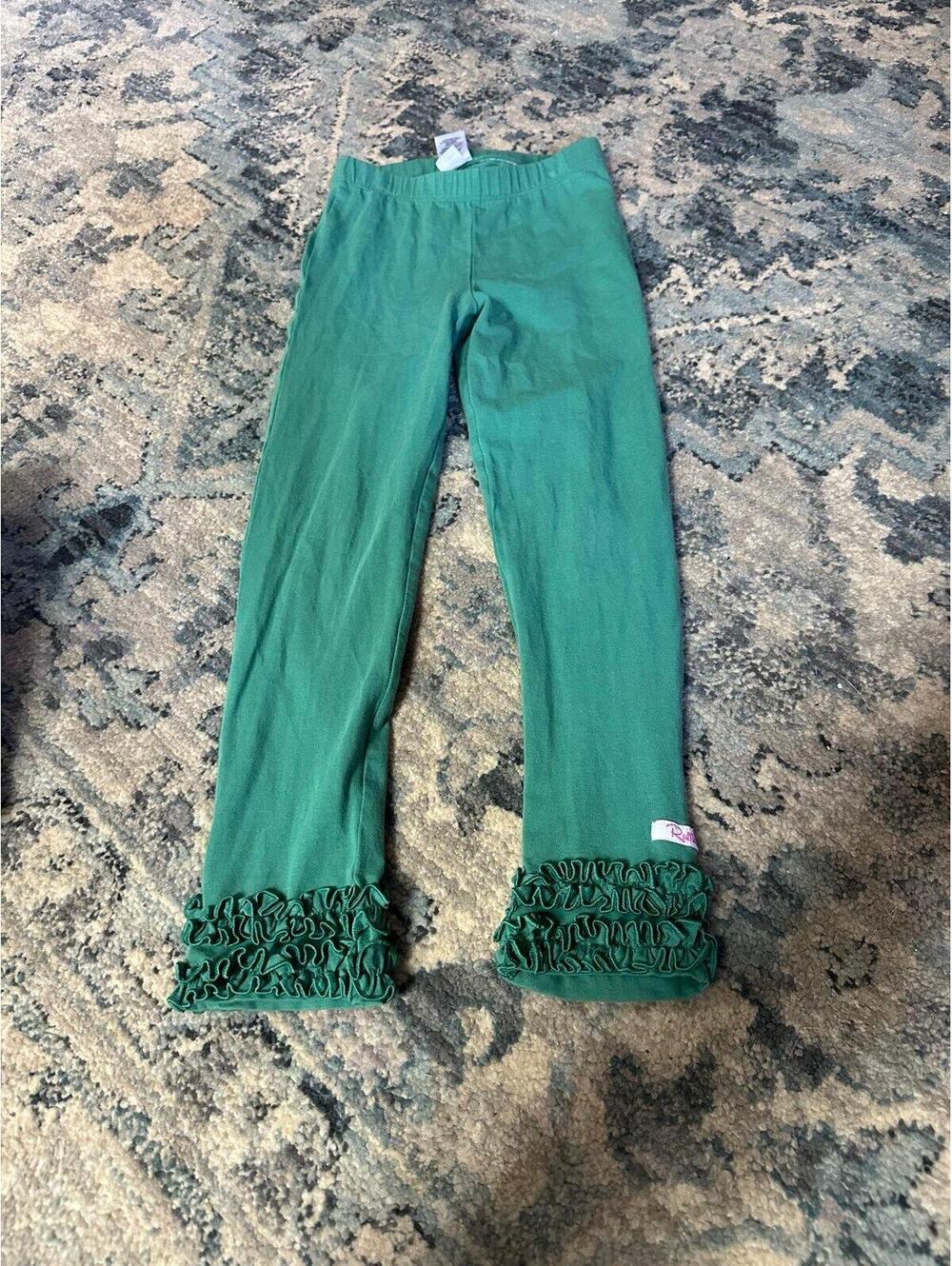 Ruffle Butts Girls Green Pants Size 6/7